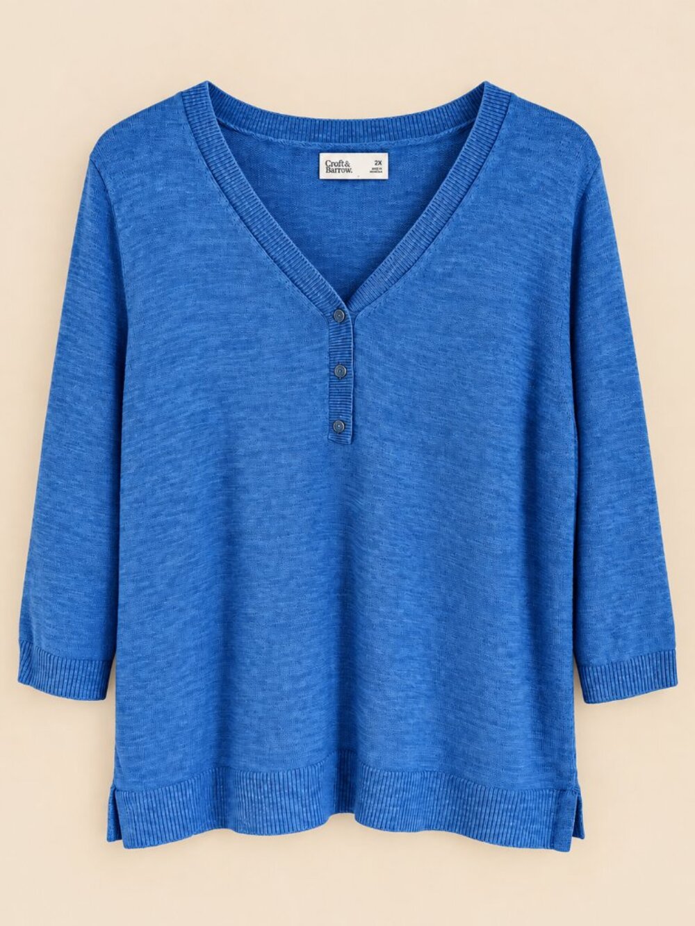 💙 Croft & Barrow Blue V-Neck Sweater – Size 2X